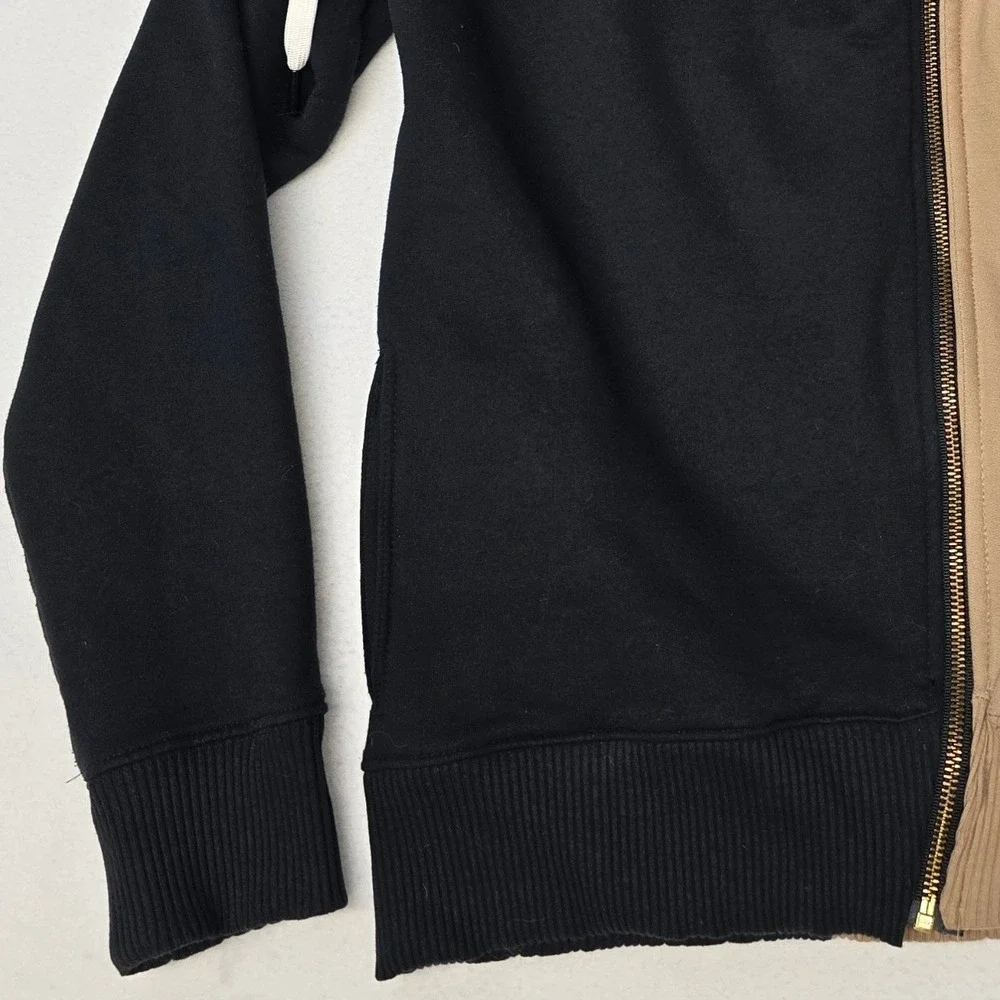 Cirque du Soleil Womens S Full Zip Hoodie Colorblock Black Tan Thick Hoodie